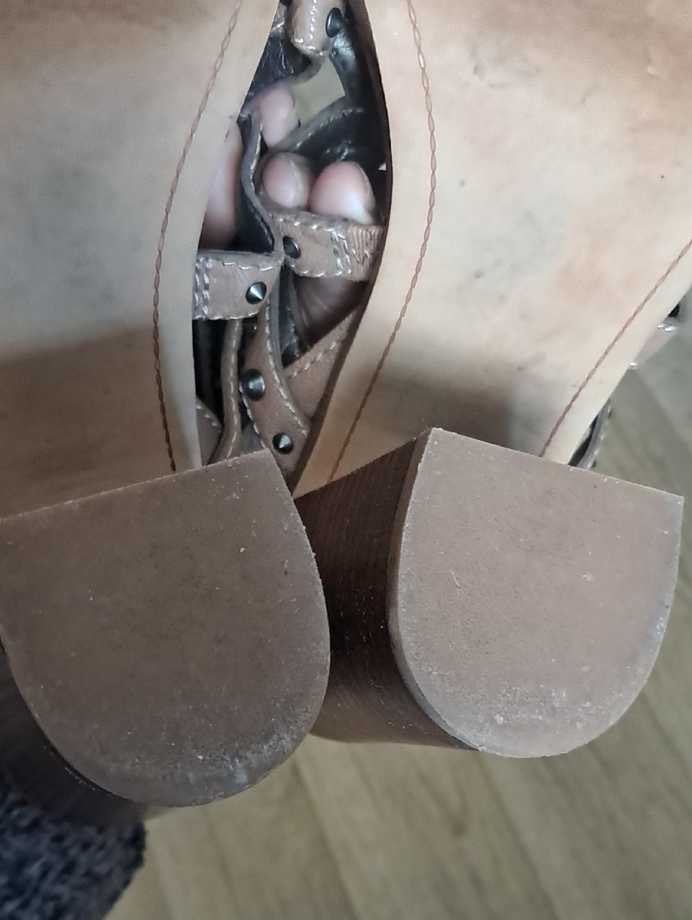 Sam Edelman Keith Croc Studded Cage Heels Boho Neutral Minimalist - Picture 8 of 8